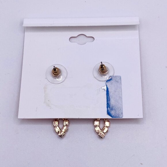 LC Lauren Conrad Celebrate Rhinestone Goldtone Dangle Earrings New Fancy Formal - Picture 3 of 3